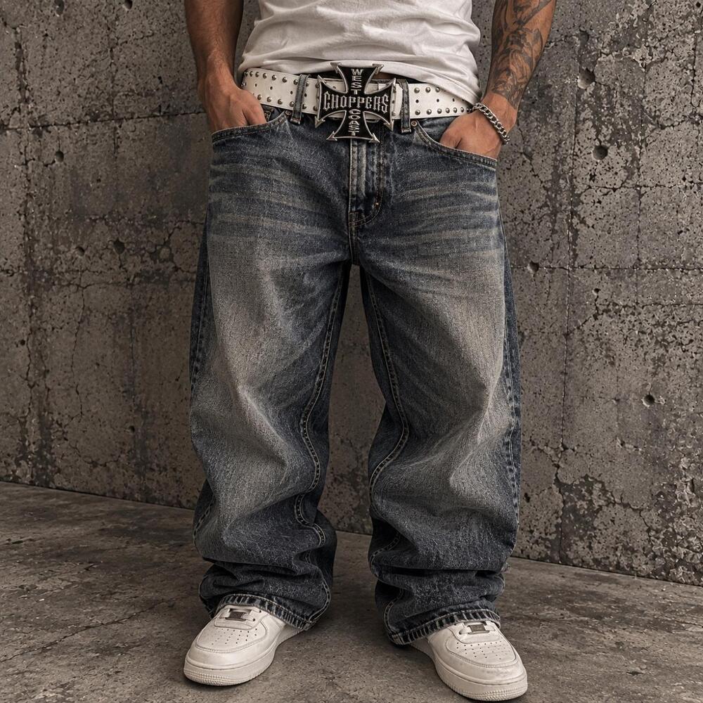 Y2K West Coast Choppers Studded Belt – White